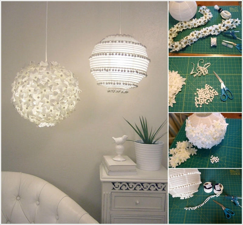 Pendant lamps with paper decorations