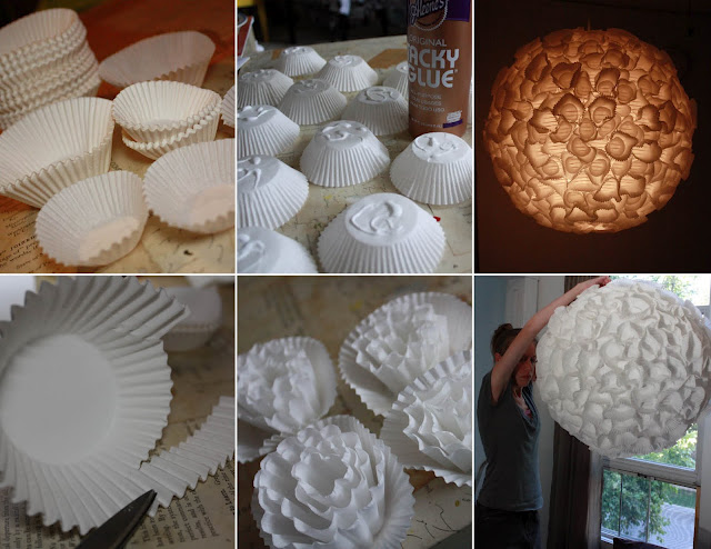 diy chandelier sphere realized with paper cups